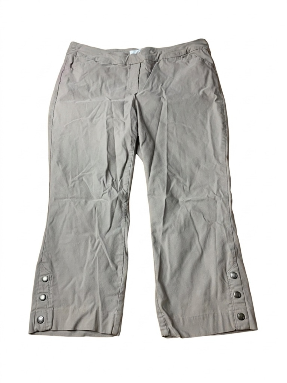Northern Reflections Taupe Snap Detail Crop Pants - Size L Petite